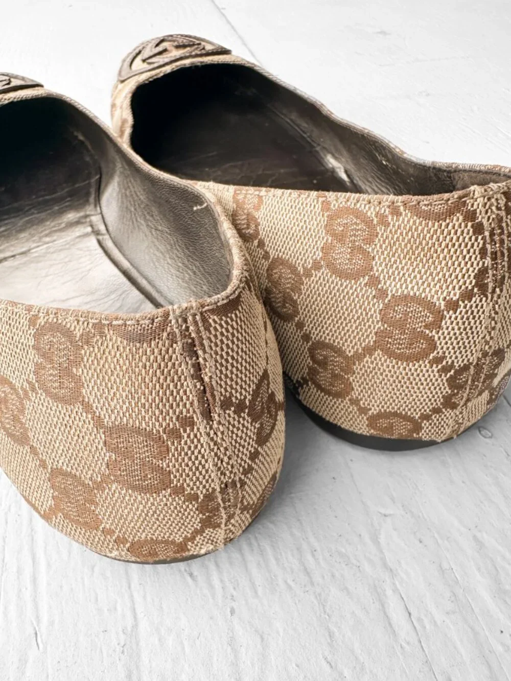 Gucci GG Monogram Canvas Ballet Flats - Size 8.5